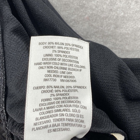 Mossimo Black‎ Crochet Off Shoulder Swimsuit Womens SMALL One Piece Black Lace - Picture 8 of 12